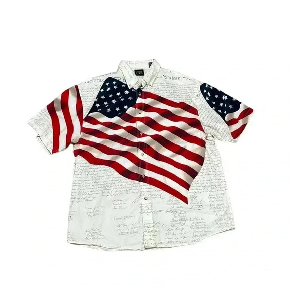USA American Flag button up VINTAGE - Picture 1 of 6